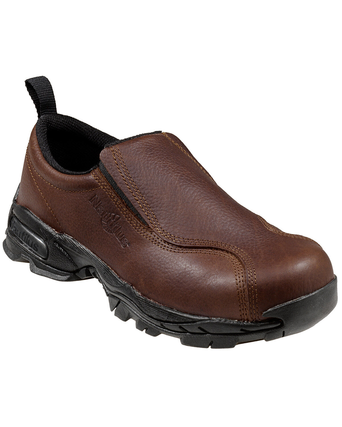 Image #1 - Nautilus Women's Steel Safety Toe ESD Slip On Work Boots, Brown, hi-res