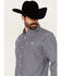 Image #2 - Resistol Men's Northway Checkered Print Long Sleeve Button-Down Western Shirt , Navy, hi-res