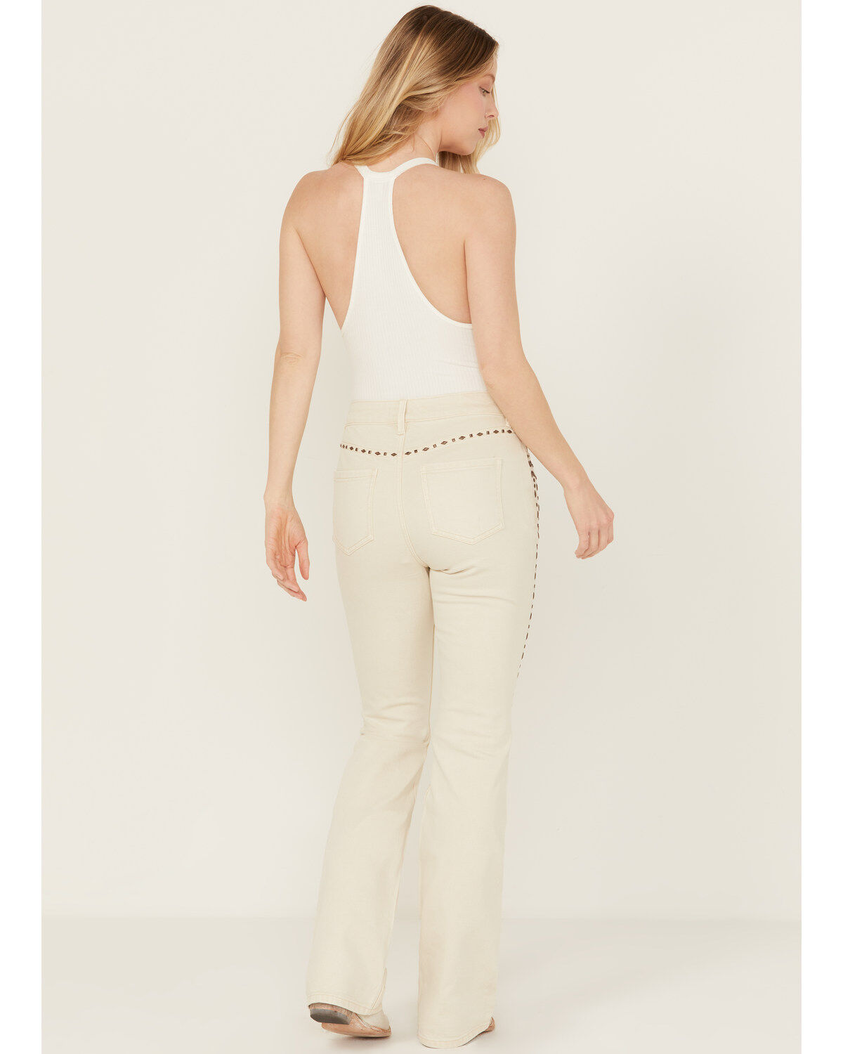 Image #3 - Wonderwest Women's Birch High Rise Studded Slim Bootcut Rigid-Like Stretch Denim Jeans, White, hi-res