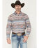Image #1 - Cody James Men's Mountain Ranger Southwestern Striped Long Sleeve Snap Western Shirt, Burgundy, hi-res