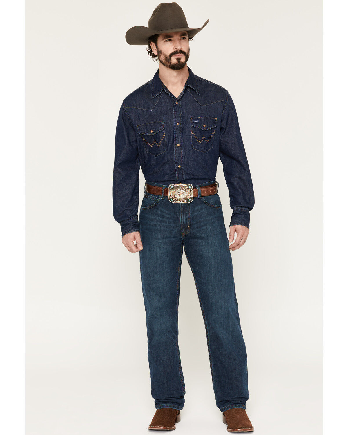 Wrangler 20X Men's Competition River Wash Boot Cut Jeans, Vintage Blue, hi-res