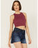 Image #2 - Fornia Women's Floral High Neck Cropped Top, Fuchsia, hi-res