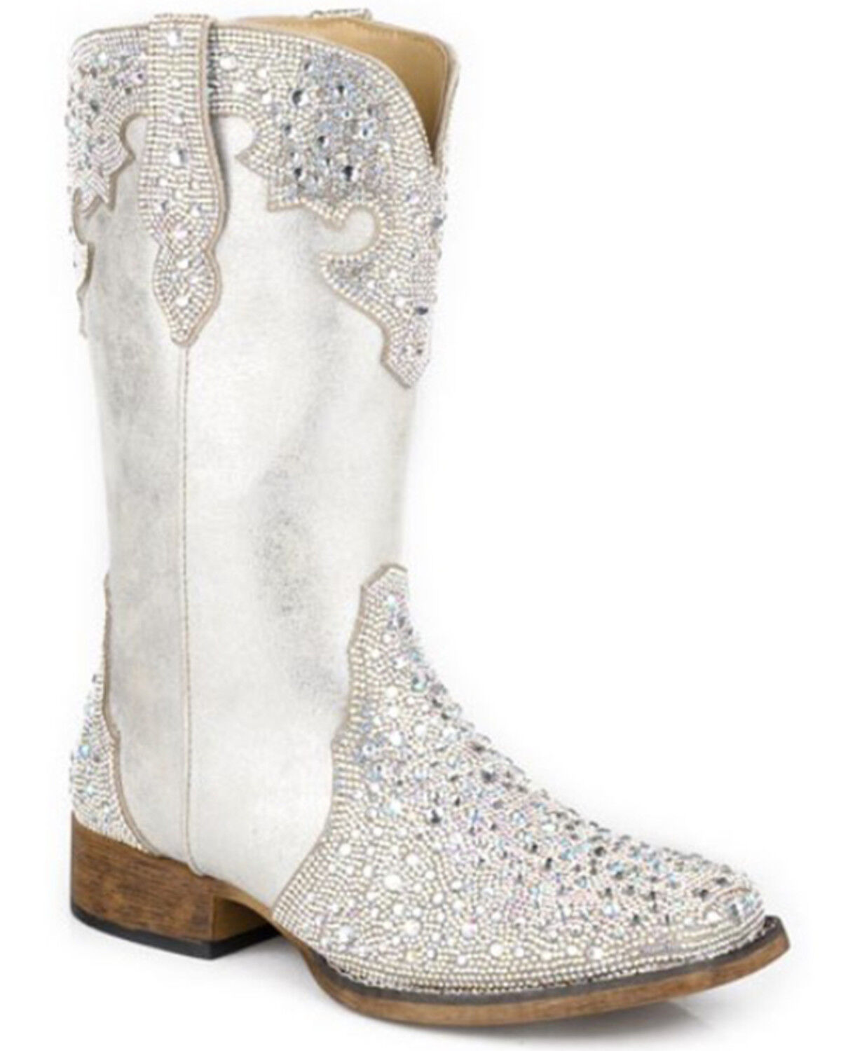 Roper Women's Starlit Metallic Western Boots - Broad Square Toe, Silver, hi-res