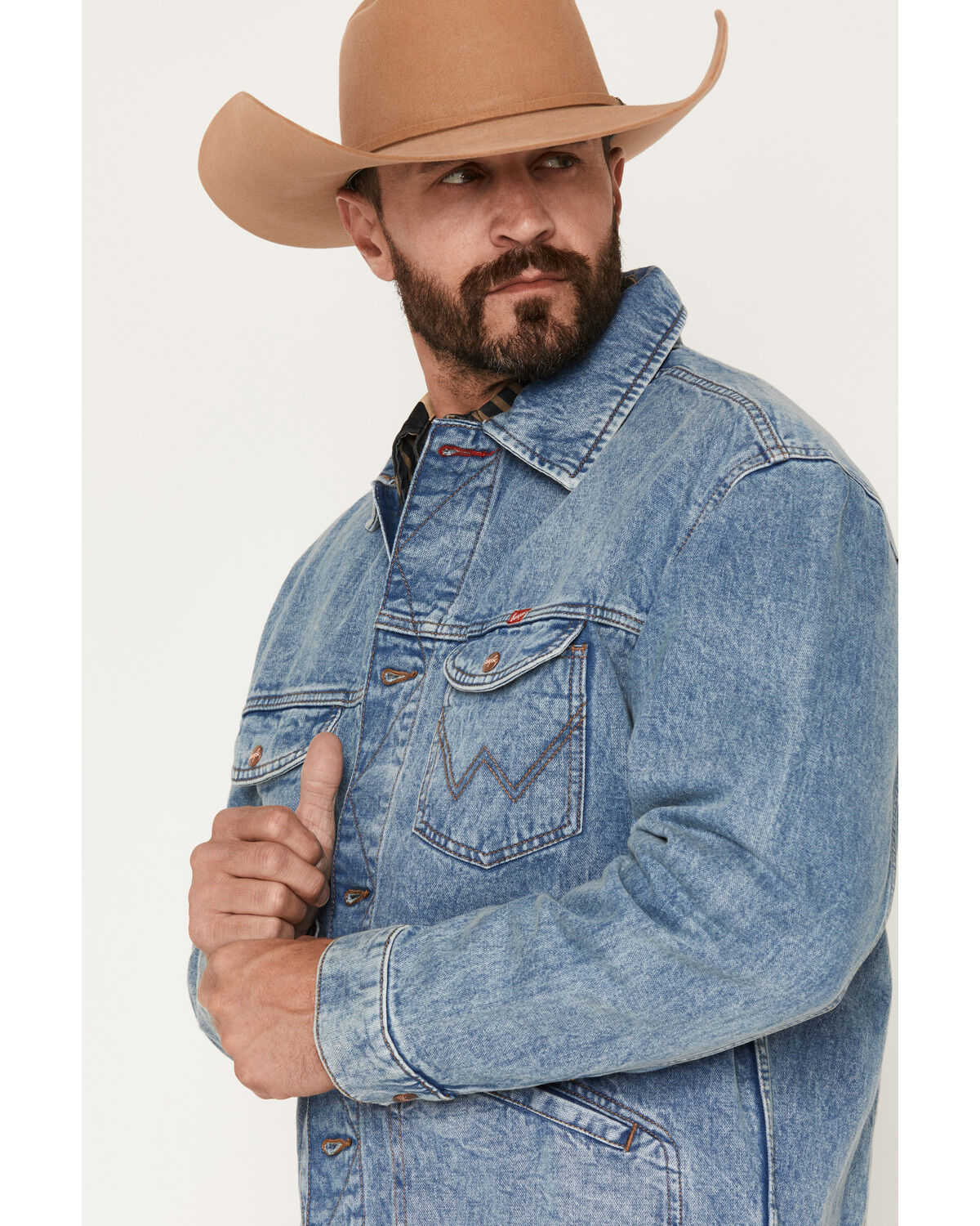 Image #2 - Wrangler X Coors Banquet Men's Embroidery Denim Jacket, Medium Wash, hi-res