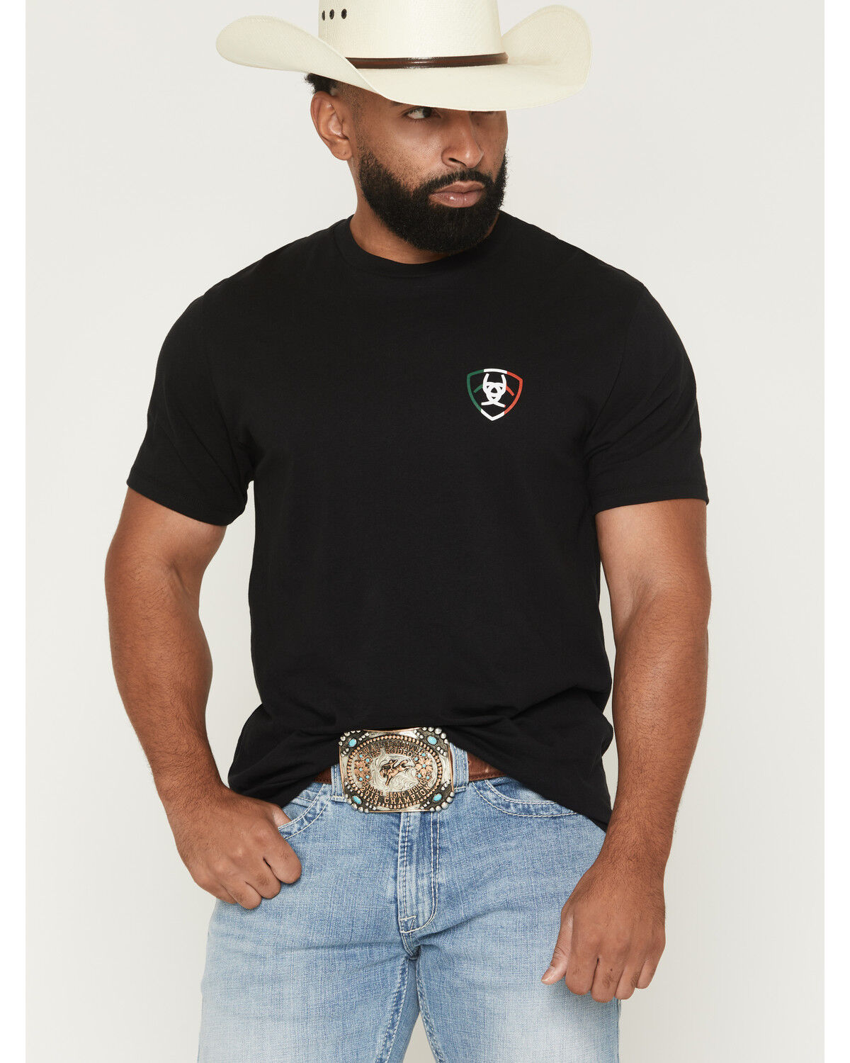 Image #2 - Ariat Men's Bucking Baqueno Short Sleeve Graphic T-Shirt, Black, hi-res