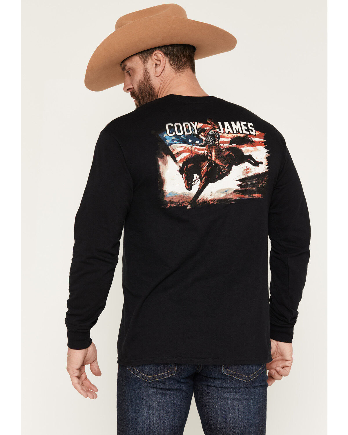 Cody James Men's American Legend Long Sleeve Graphic T-Shirt, Black, hi-res