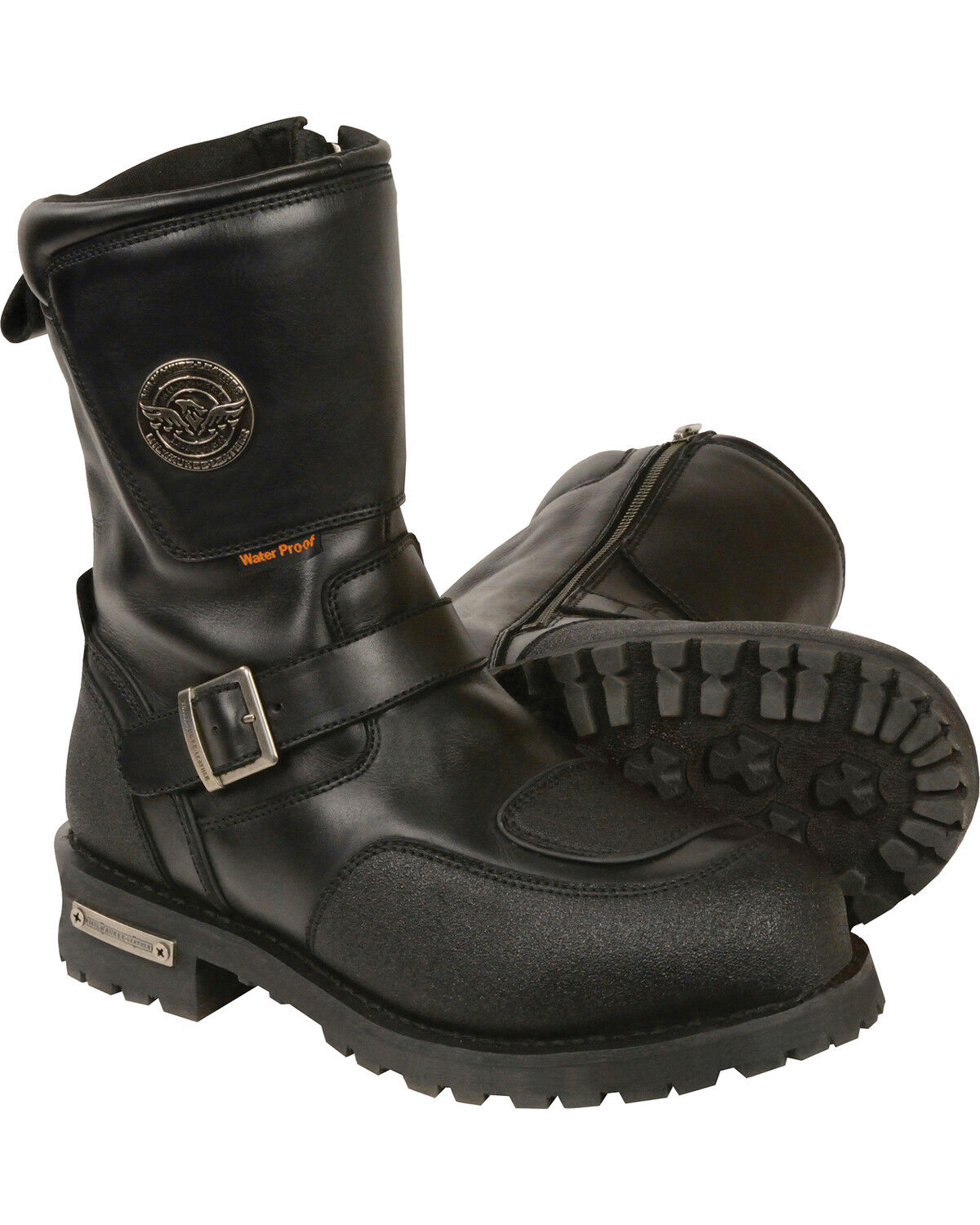 Milwaukee Leather Men's 9" Waterproof Gear Shirt Protection Boots - Round Toe, Black, hi-res