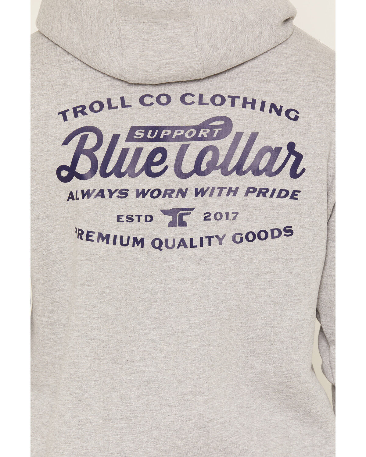 Image #4 - Troll Co Men's Blue Collar Graphic Hooded Sweatshirt, Grey, hi-res