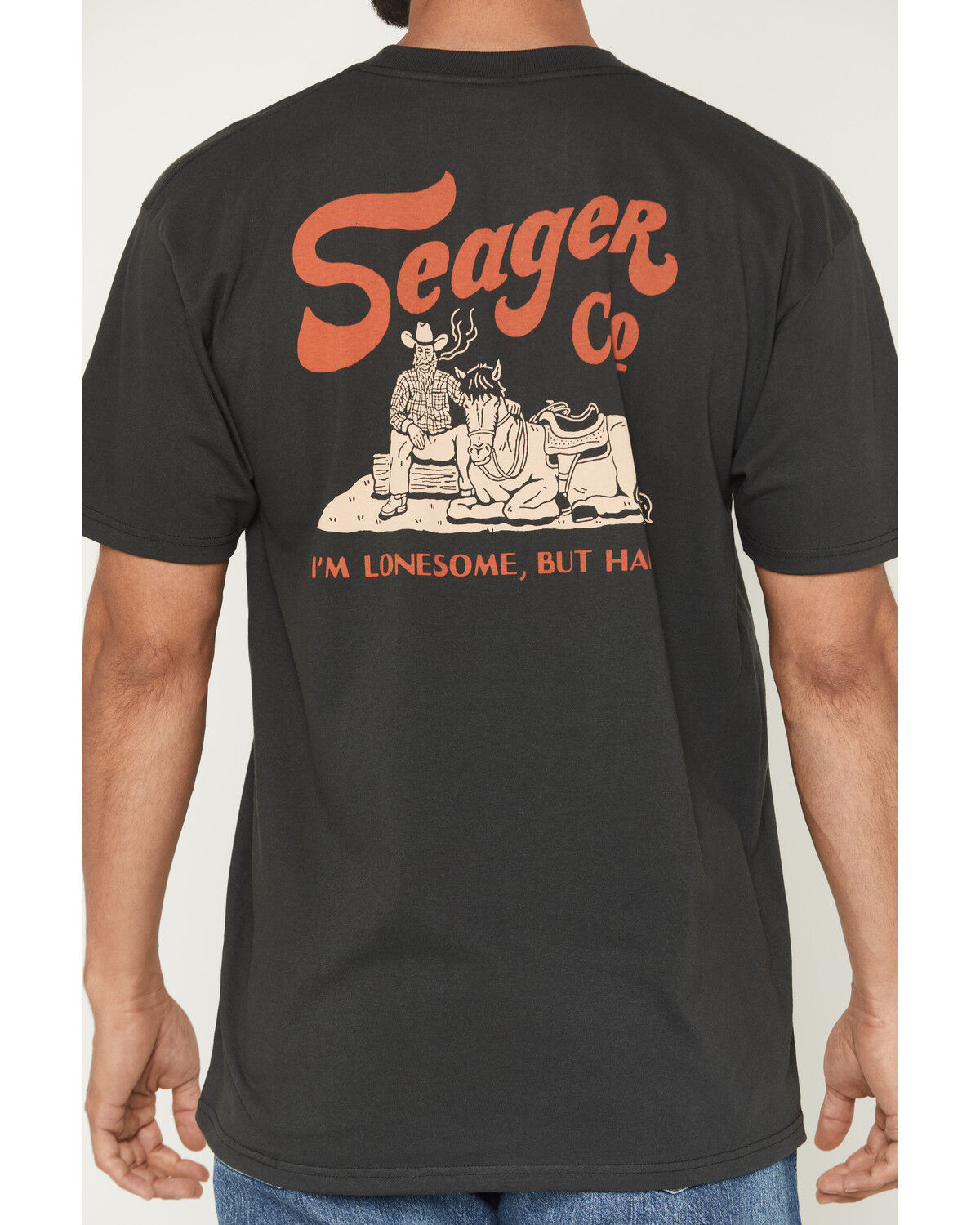 Image #4 - Seager Men's Lonesome Short Sleeve Graphic T-Shirt, Black, hi-res