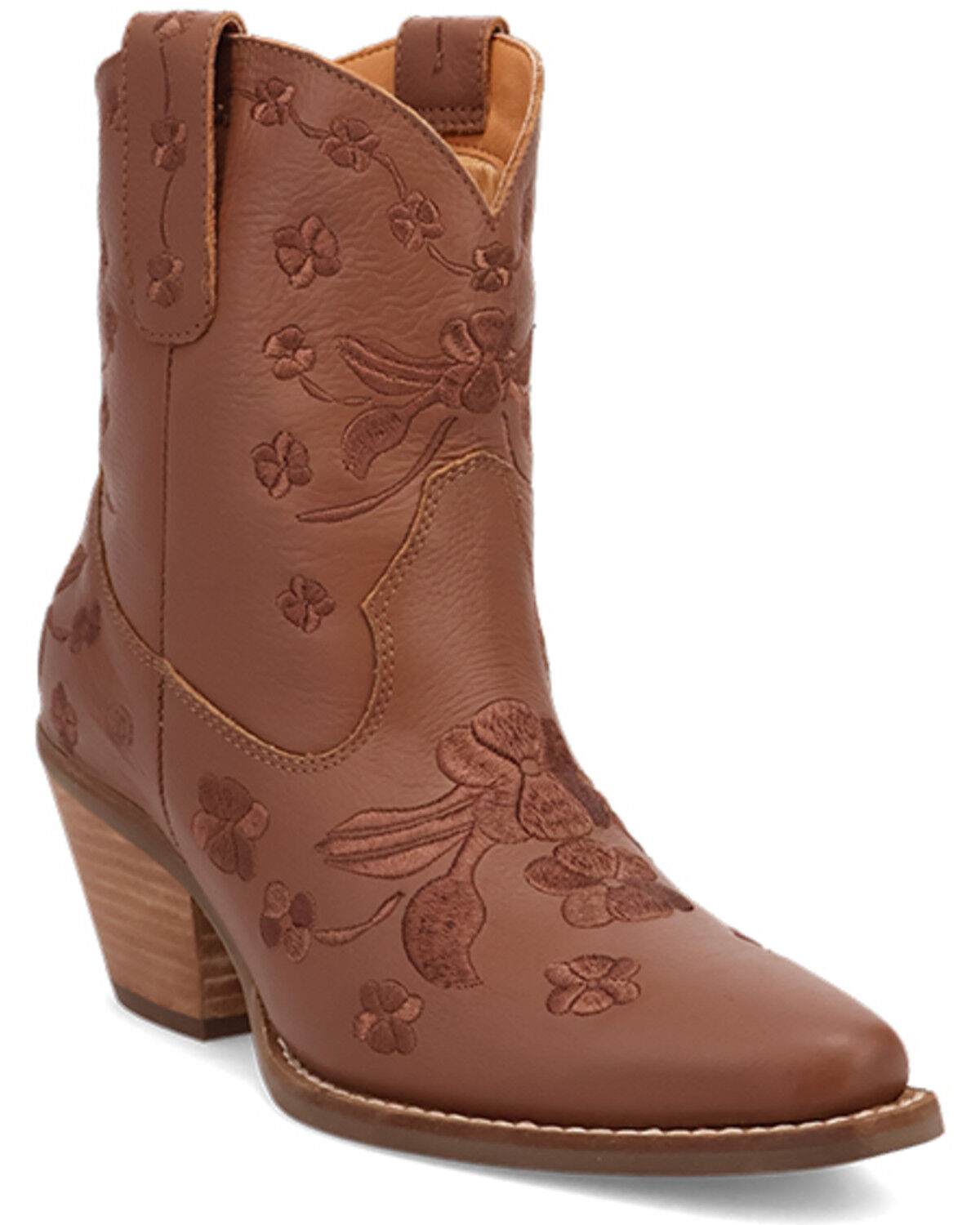Image #1 - Dingo Women's Sweetheart Embroidered Booties - Round Toe, Brown, hi-res