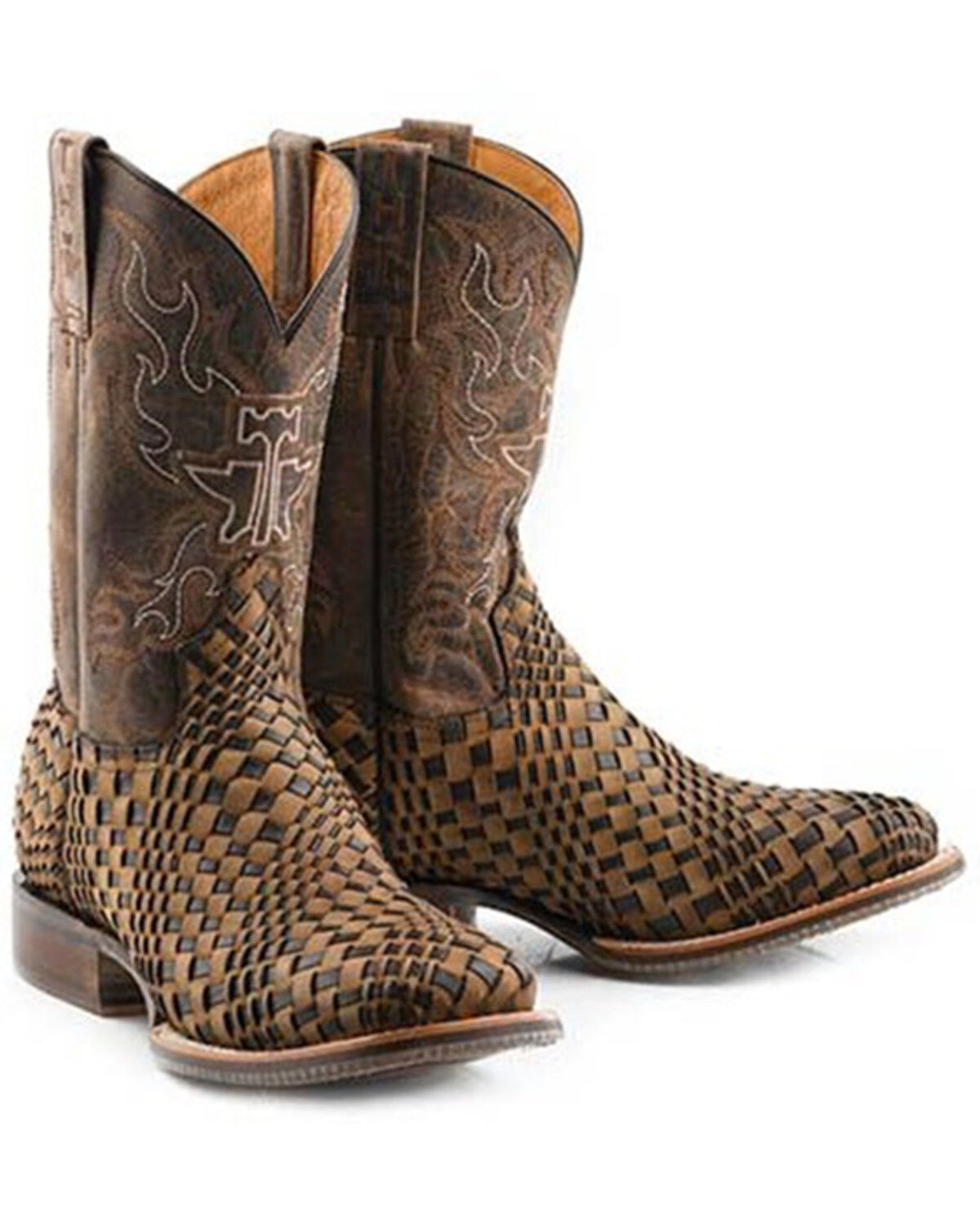 Tin Haul Men's Dream Weaver Bronc Rider Western Boots - Broad Square Toe, Tan, hi-res