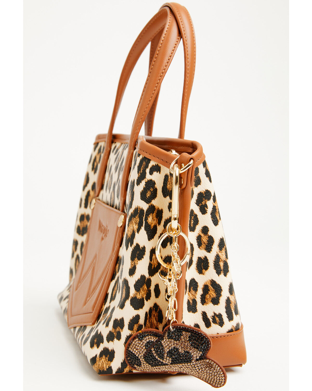 Image #1 - Shyanne Rhinestone Leopard Cowboy Hat Bag Charm, Brown, hi-res