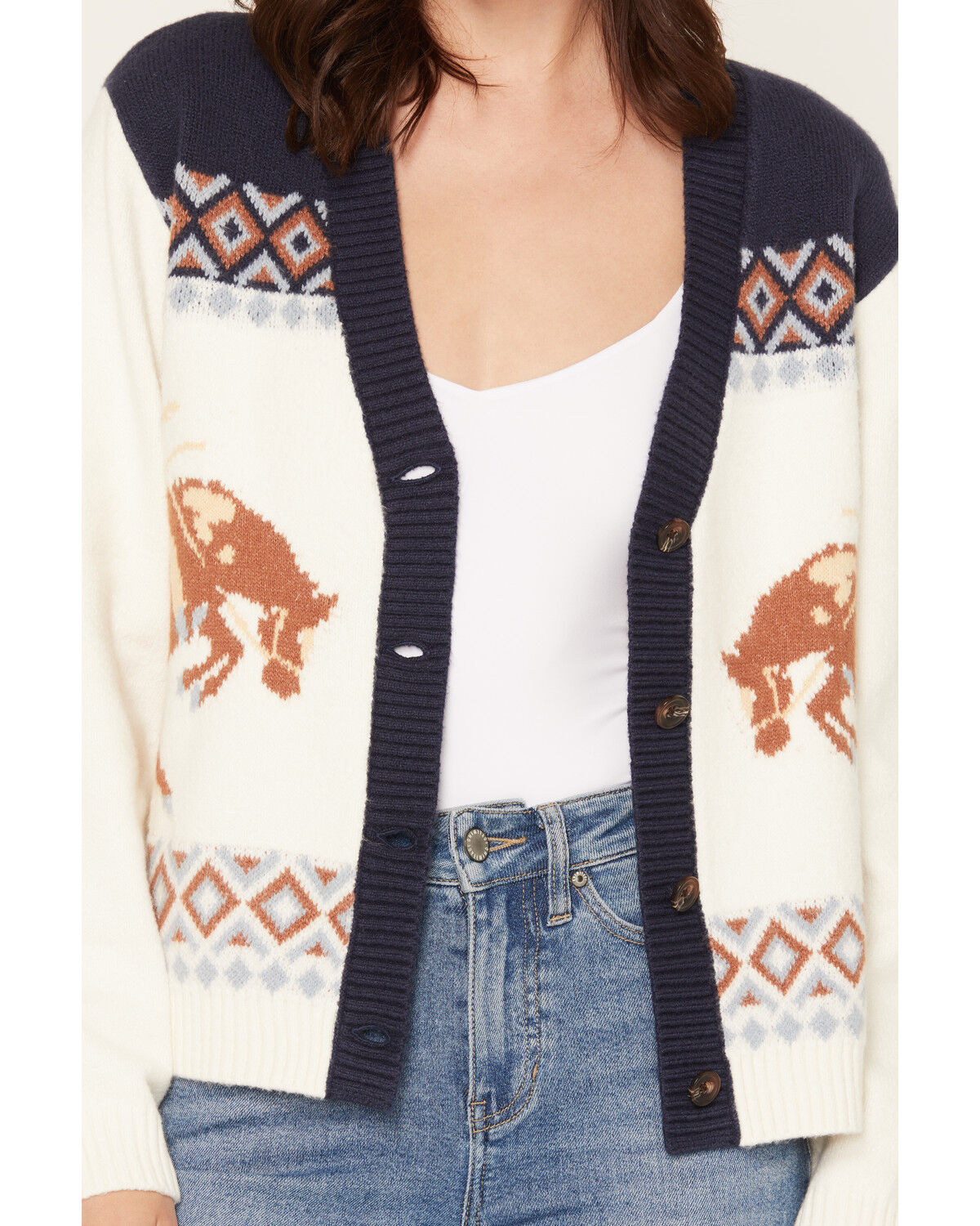 Image #3 - Idyllwind Women's Hayden Horse Icon Cardigan, Khaki, hi-res