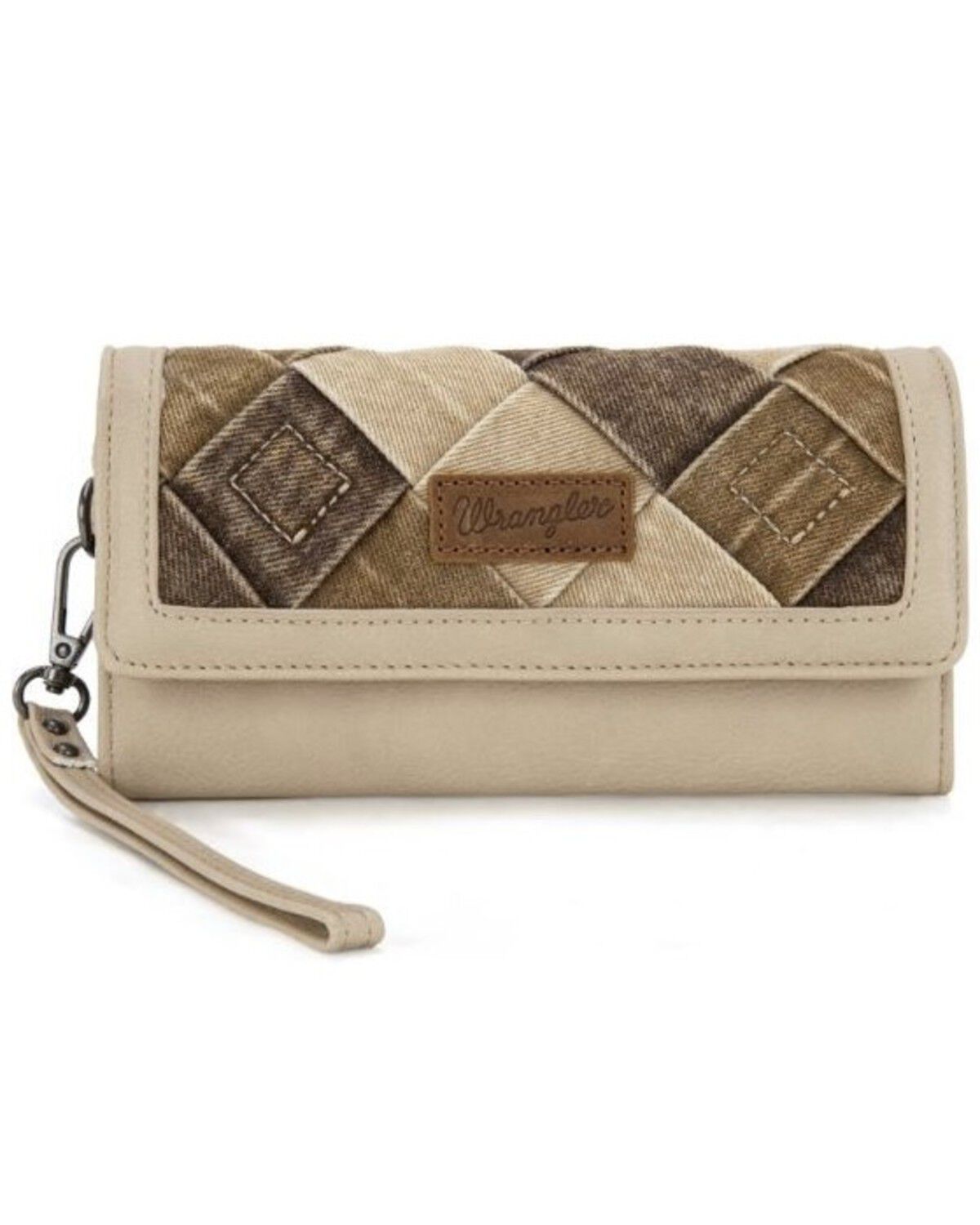 Wrangler Women's Denim Cross Weave Wristlet Wallet, Tan, hi-res