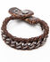 Image #2 - Moonshine Spirit Men's Metal Inlay Narrow Leather Cuff, Chocolate, hi-res