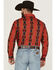 Image #4 - Wrangler Men's Checotah Southwestern Striped Print Long Sleeve Pearl Snap Western Shirt, Red, hi-res