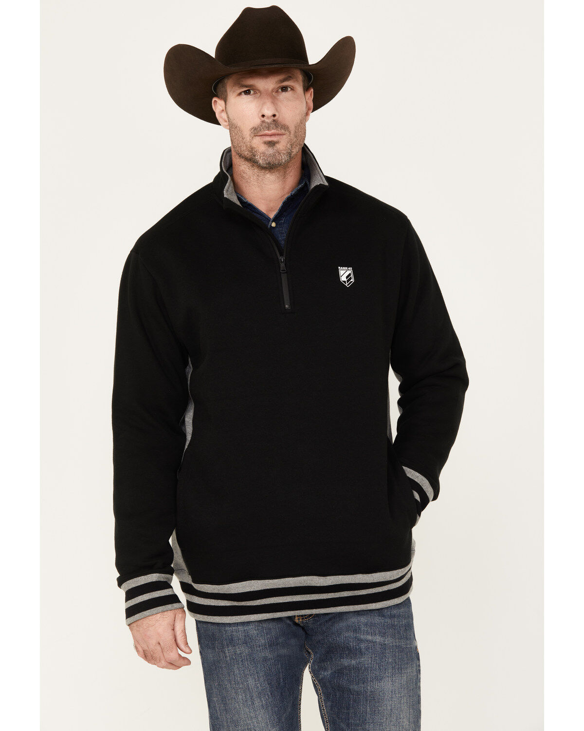 Image #1 - RANK 45&reg; Men's Bring it 1/4 Zip Pullover, Black, hi-res