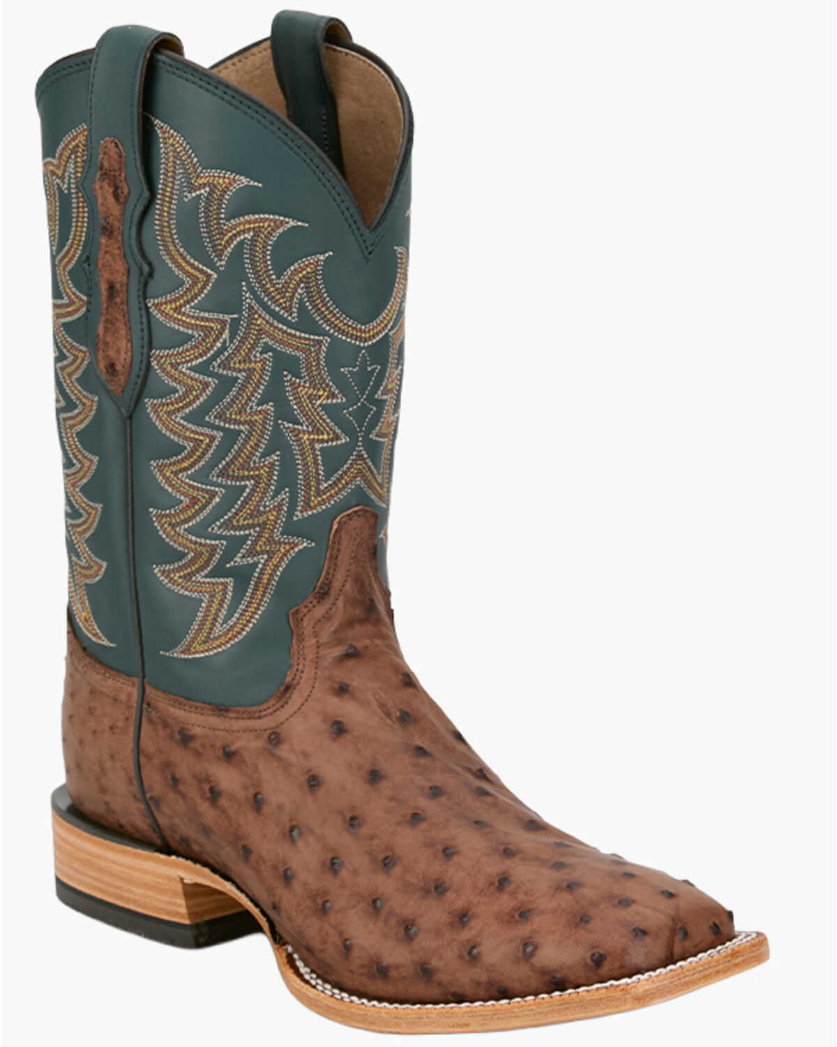 Tony Lama Men's Exotic Full Quill Ostrich Heritage Juan Western Boots - Broad Square Toe, Green, hi-res
