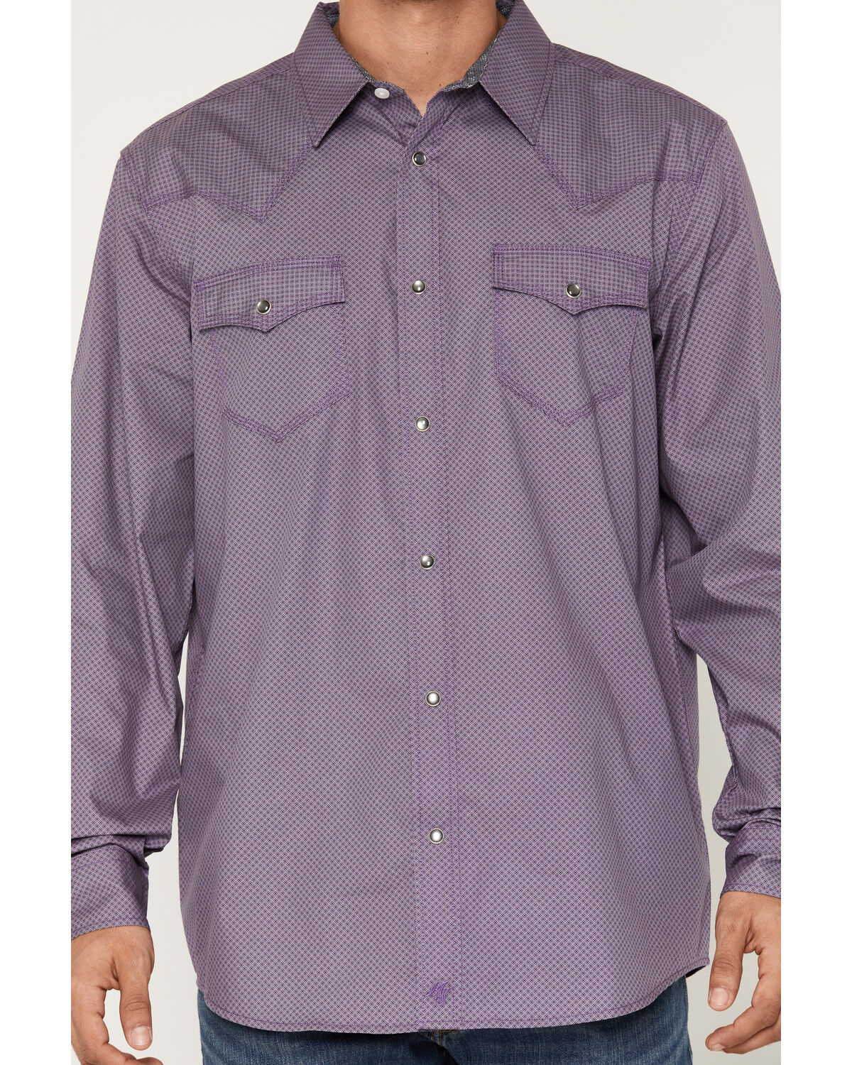 Image #3 - Moonshine Spirit&reg; Men's Plum Terrain Geo Print Long Sleeve Snap Western Shirt, Purple, hi-res