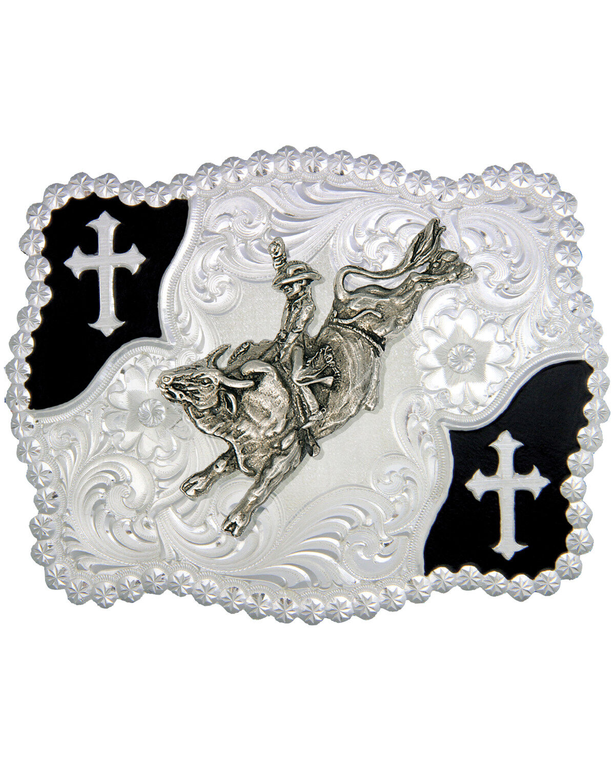 Montana Silversmiths Christian Flourish Bullrider Belt Buckle, Silver, hi-res