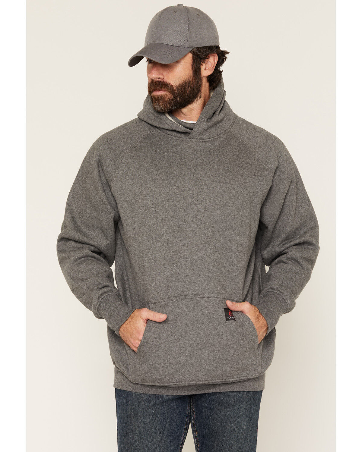 Image #1 - Forge Workwear Men's FR Graphic Hooded Sweatshirt, Charcoal, hi-res