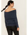 Image #4 - Shyanne Women's Off The Shoulder Cable Knit Sweater, Navy, hi-res