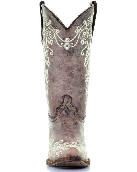 Image #4 - Corral Girls' Scroll Embroidery Western Boots, Brown, hi-res