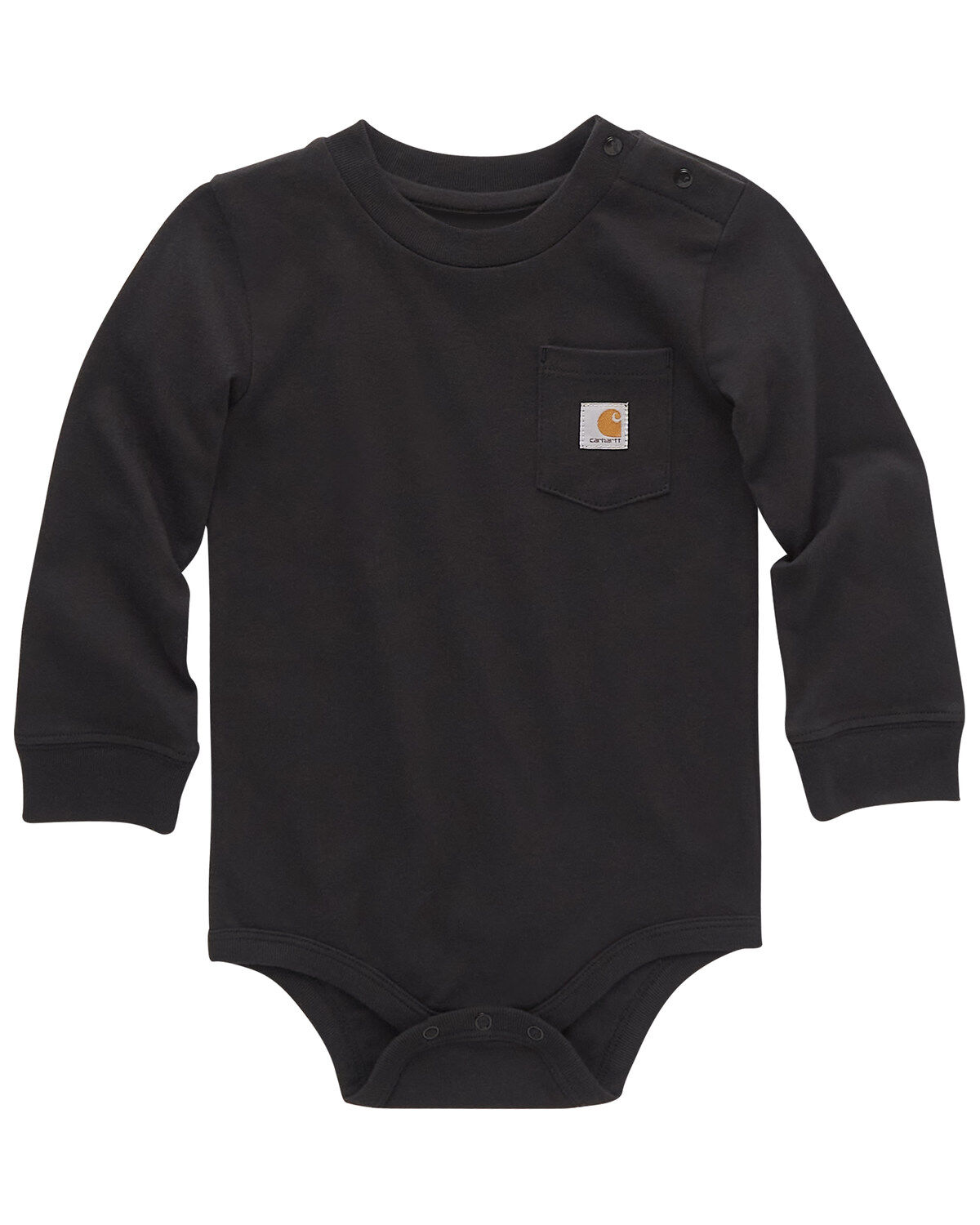 Image #1 - Carhartt Infant Boys' Logo Pocket Long Sleeve Onesie, Black, hi-res