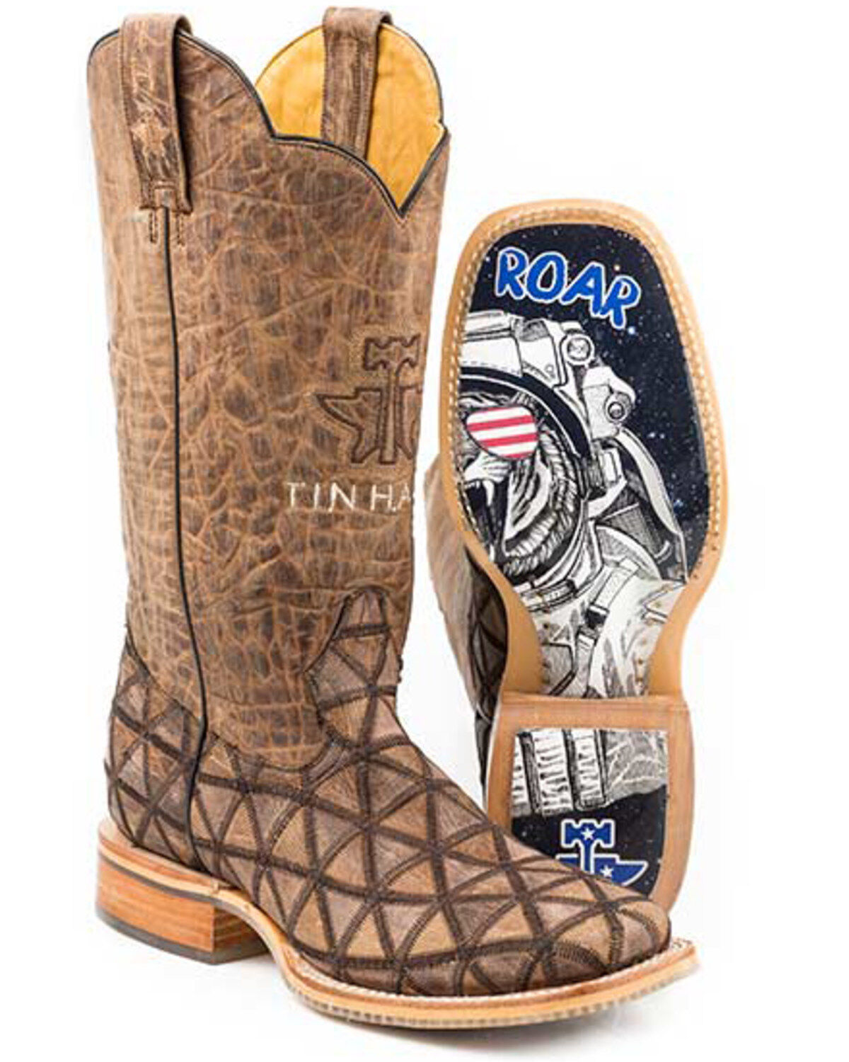 Tin Haul Men's Hanky Panky Western Boots - Broad Square Toe, Brown, hi-res