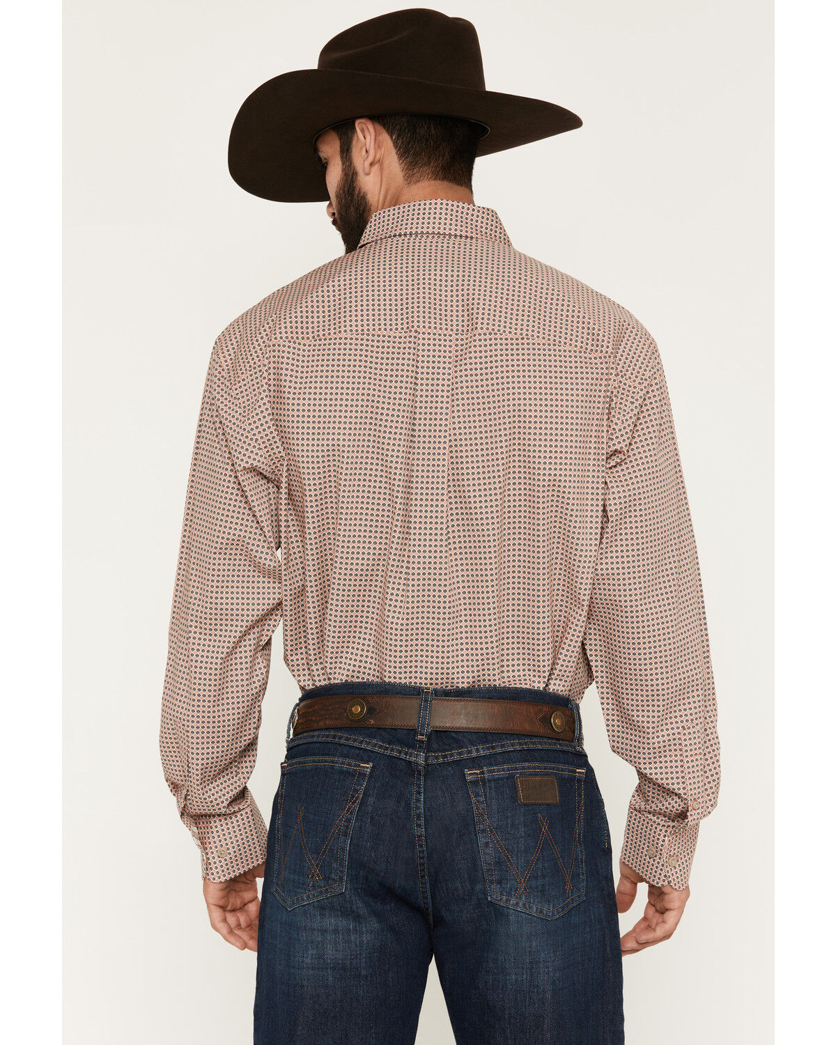 Image #4 - George Strait by Wrangler Men's Geo Print Long Sleeve Button-Down Stretch Western Shirt, Rust Copper, hi-res