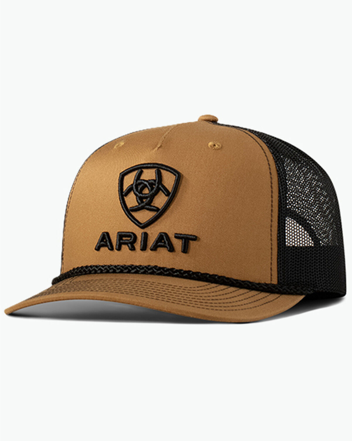 Image #1 - Ariat Men's 3D Logo Ball Cap, Black/brown, hi-res