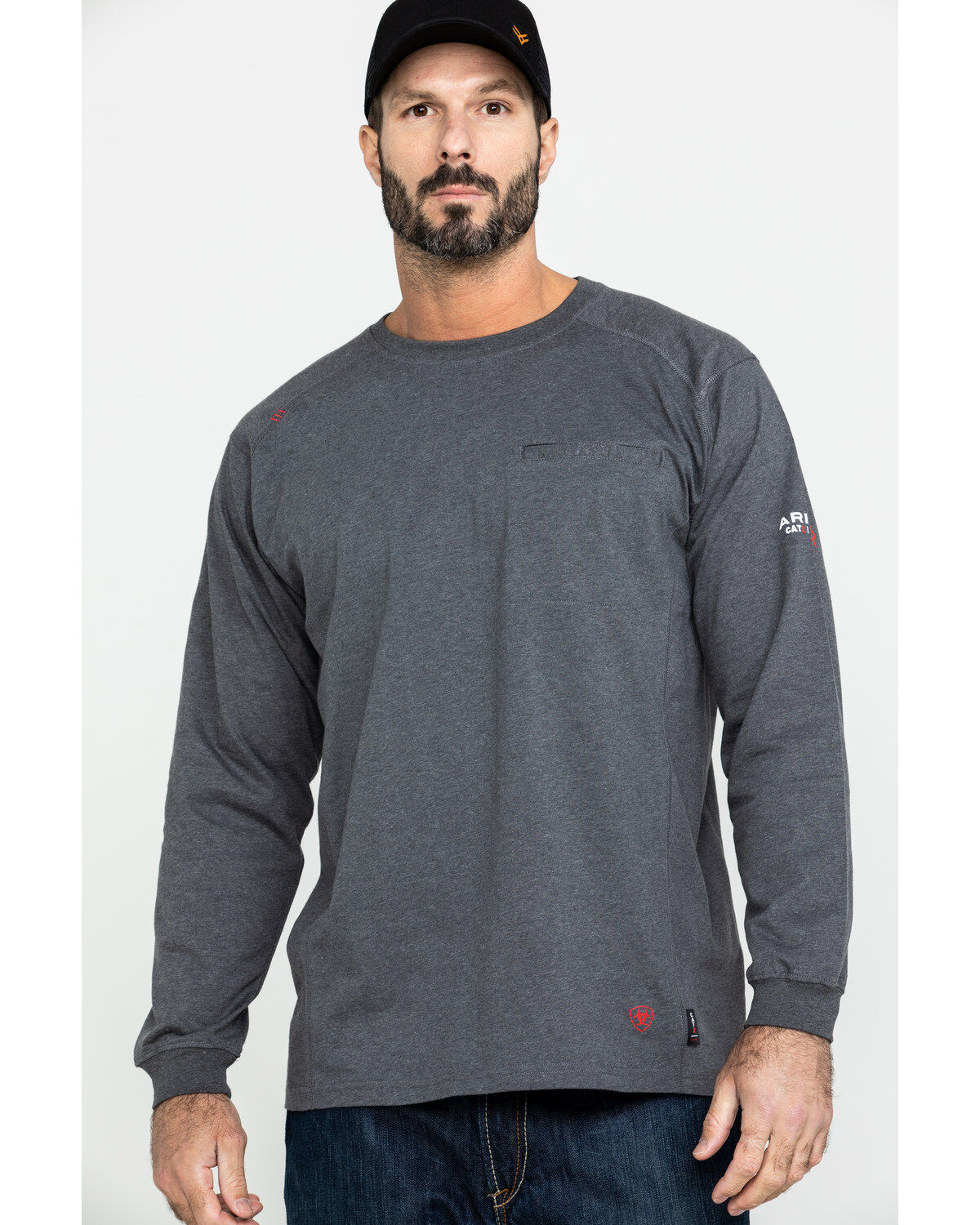 Image #5 - Ariat Men's FR Air Henley Long Sleeve Work Shirt - Tall, Charcoal, hi-res