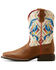 Image #2 - Ariat Girls' San Angelo VentTek Western Boots - Broad Square Toe , Brown, hi-res