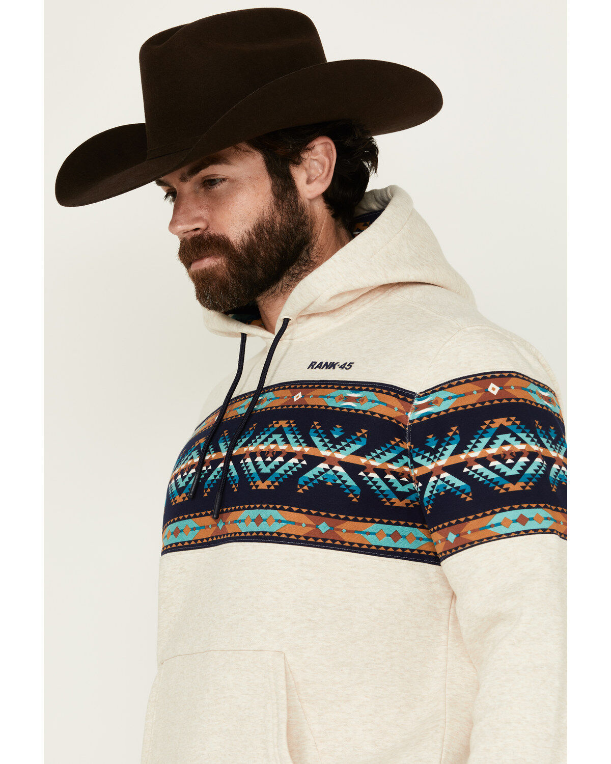 Image #2 - RANK 45&reg; Men's Sworn Border Print Hooded Sweatshirt, Ivory, hi-res