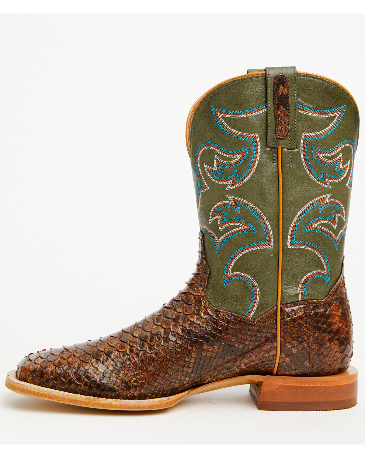 Image #2 - Dan Post Men's Exotic Python Belly Western Boots - Broad Square Toe, Brown, hi-res