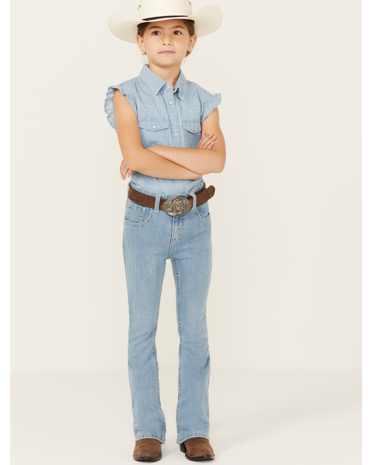 Shyanne Little Girls' Light Wash Riding Jeans, Light Wash, hi-res