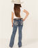 Image #3 - Miss Me Girls' Medium Wash Steer Head Pocket Bootcut Stretch Denim Jeans , Blue, hi-res