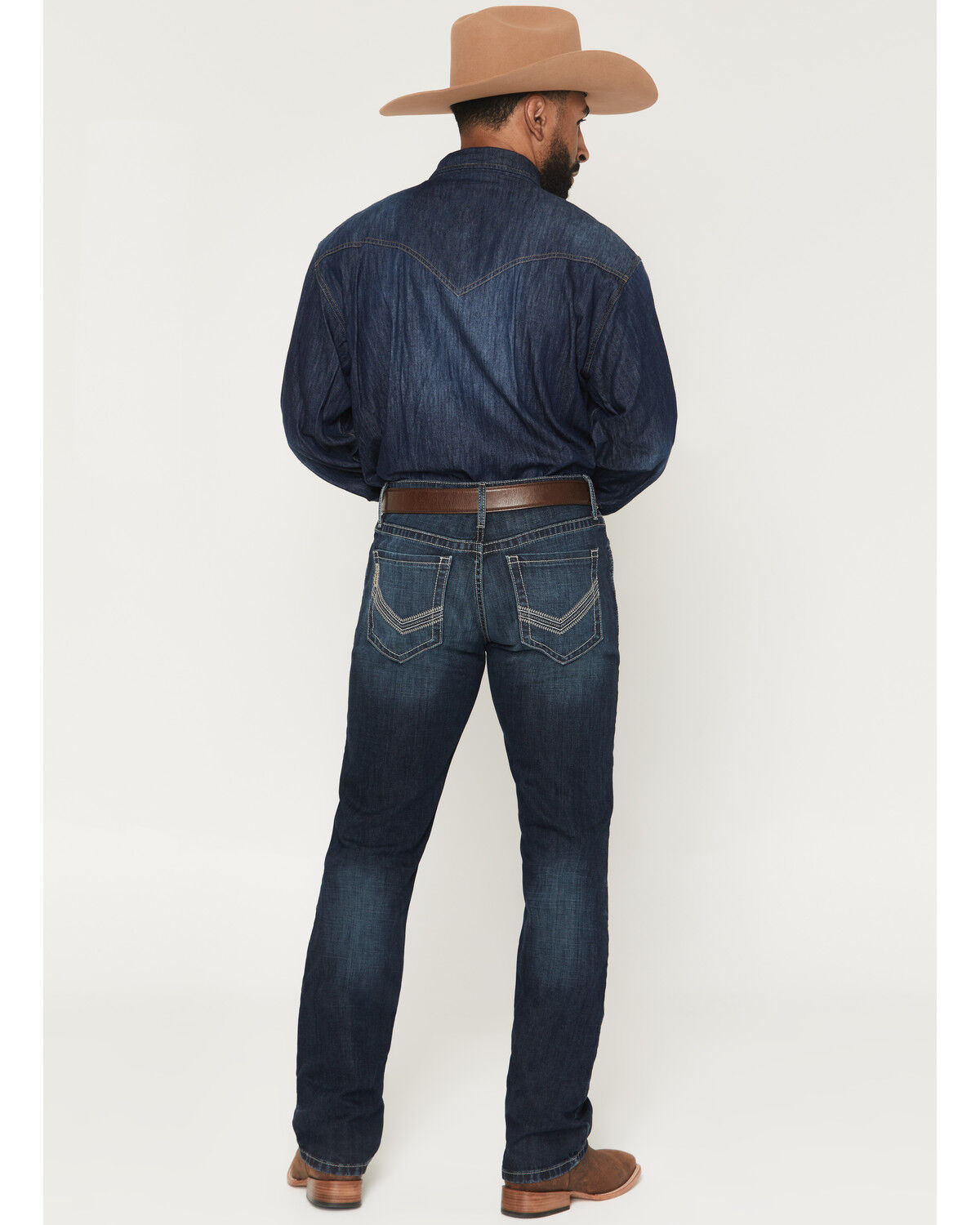 Image #3 - Cinch Men's Boot Barn Exclusive Ian Dark Wash Slim Bootcut Performance Stretch Denim Jeans, Indigo, hi-res