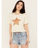 Image #1 - Rock & Roll Denim Women's Studded Star Short Sleeve Graphic Tee, Cream, hi-res