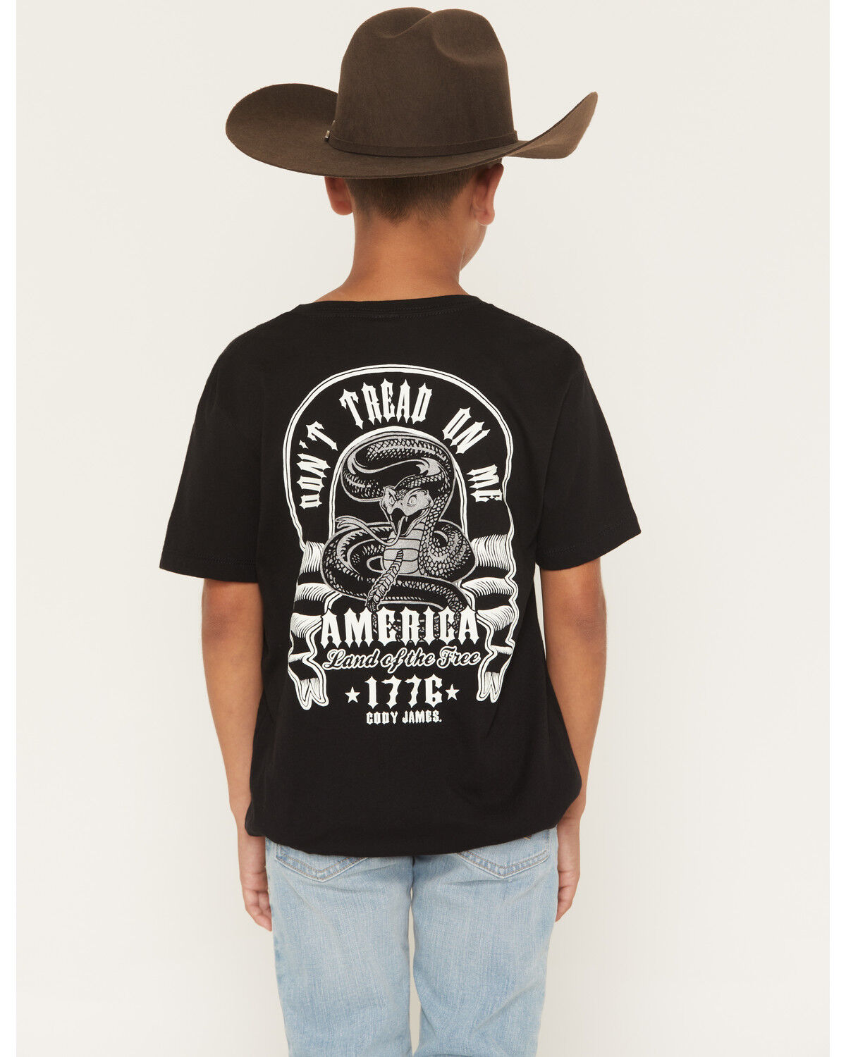 Image #1 - Cody James Boys' Don't Tread On Me Short Sleeve Graphic T-Shirt, Black, hi-res