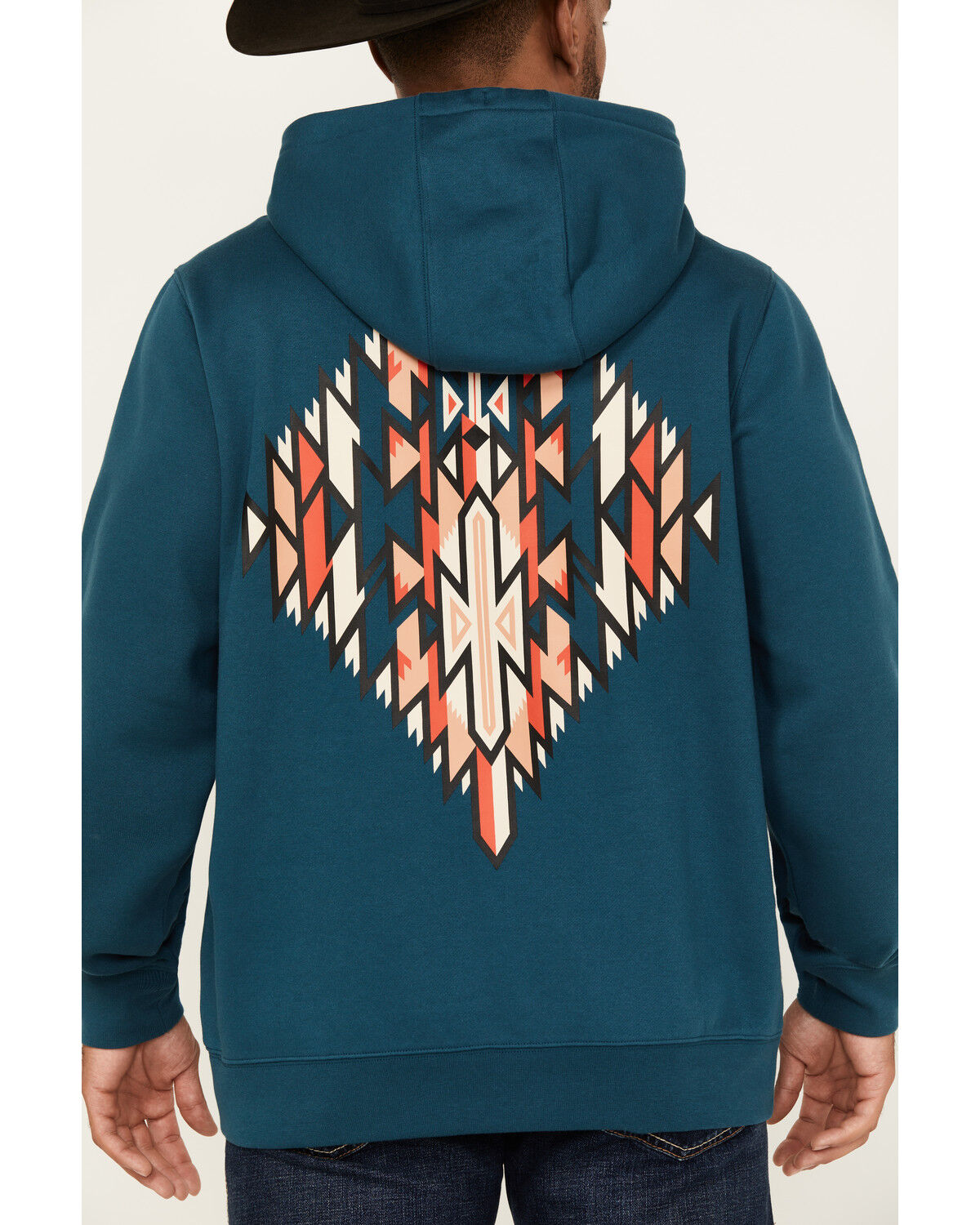 Image #4 - RANK 45&reg; Men's Lasso Southwestern Print Graphic Hooded Sweatshirt, Dark Teal, hi-res