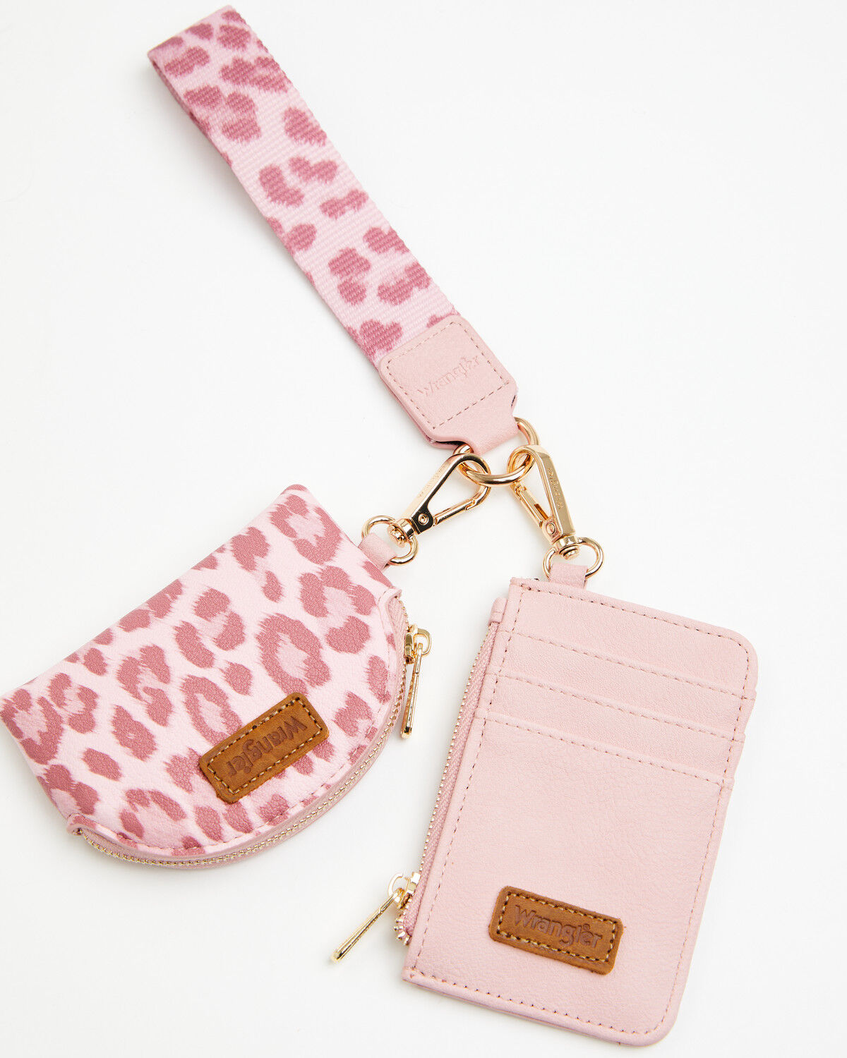Wrangler X Boot Barn Women's Leopard Print Keychain Wallet, Pink, hi-res