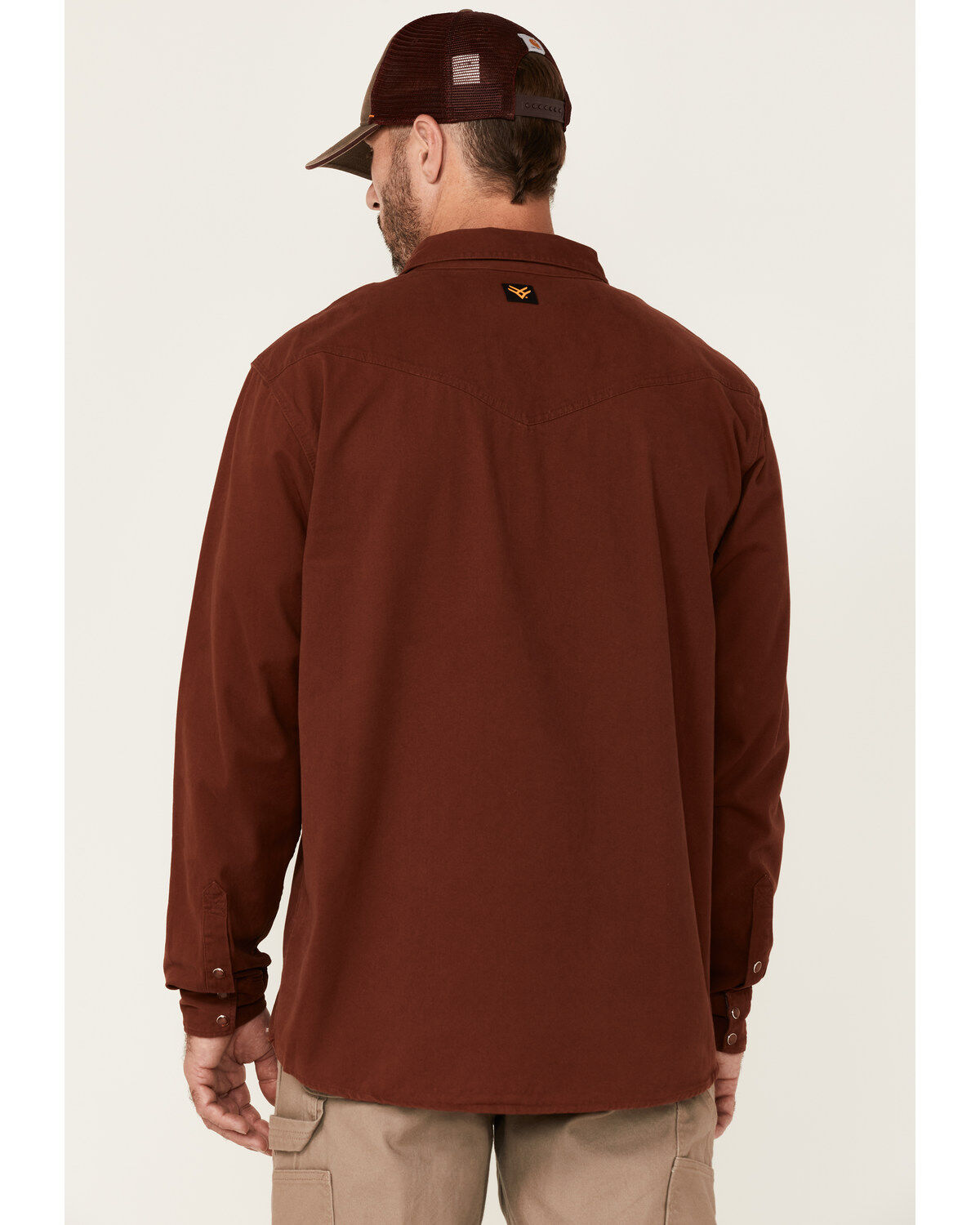 Image #4 - Hawx Men's Solid Mahogany Twill Snap Long Sleeve Work Shirt - Big, Mahogany, hi-res