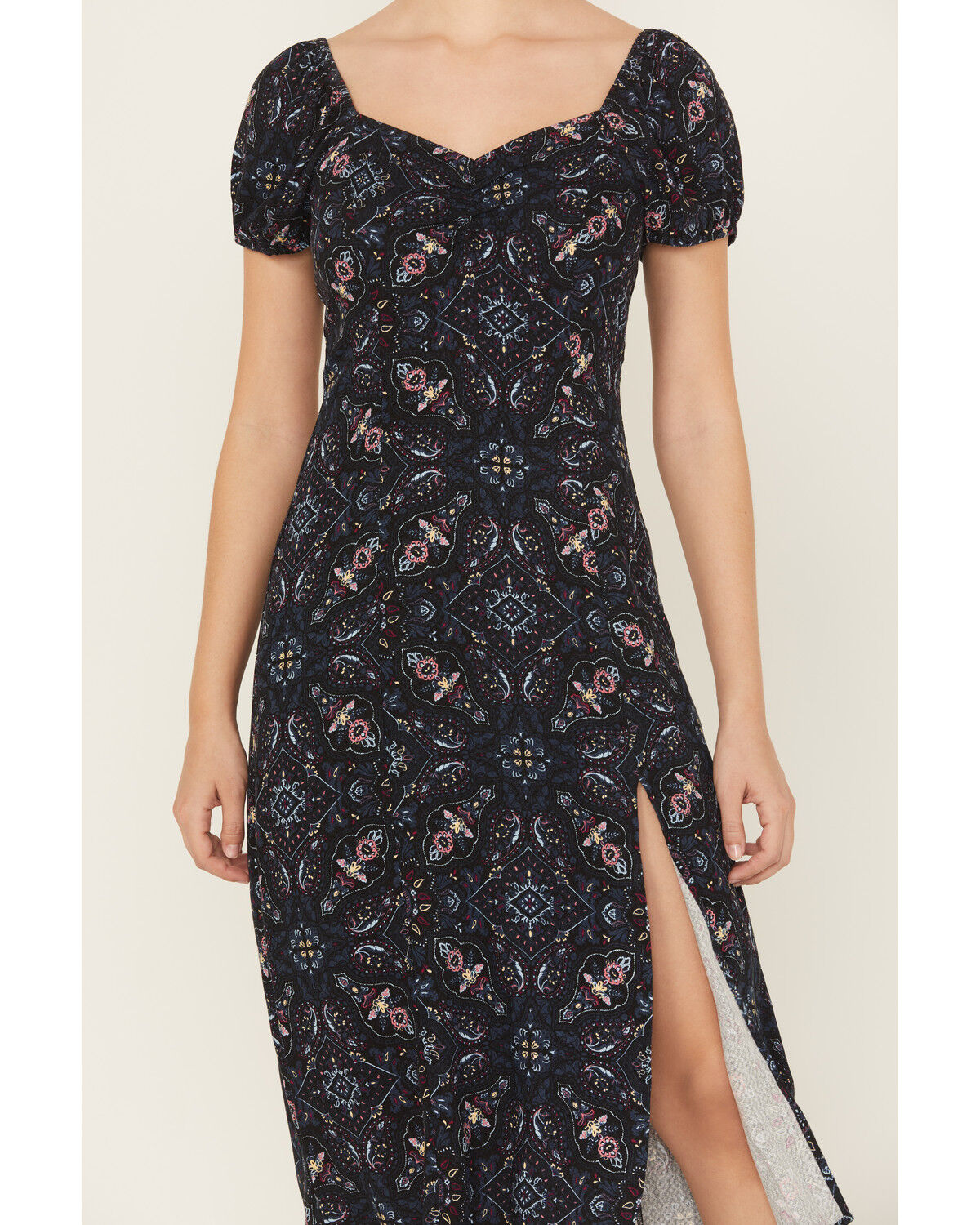 Image #4 - Idyllwind Women's Beth Jacquard Short Sleeve Midi Dress, Navy, hi-res