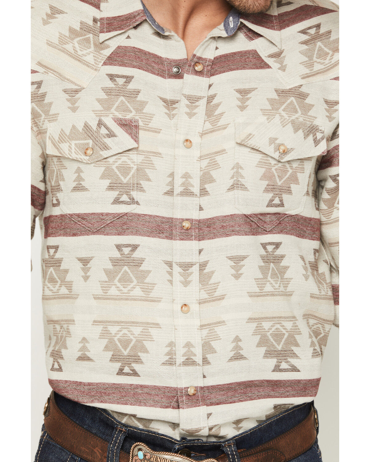 Image #3 - Cody James Men's Sierra Nevada Southwestern Print Long Sleeve Snap Western Shirt, Tan, hi-res