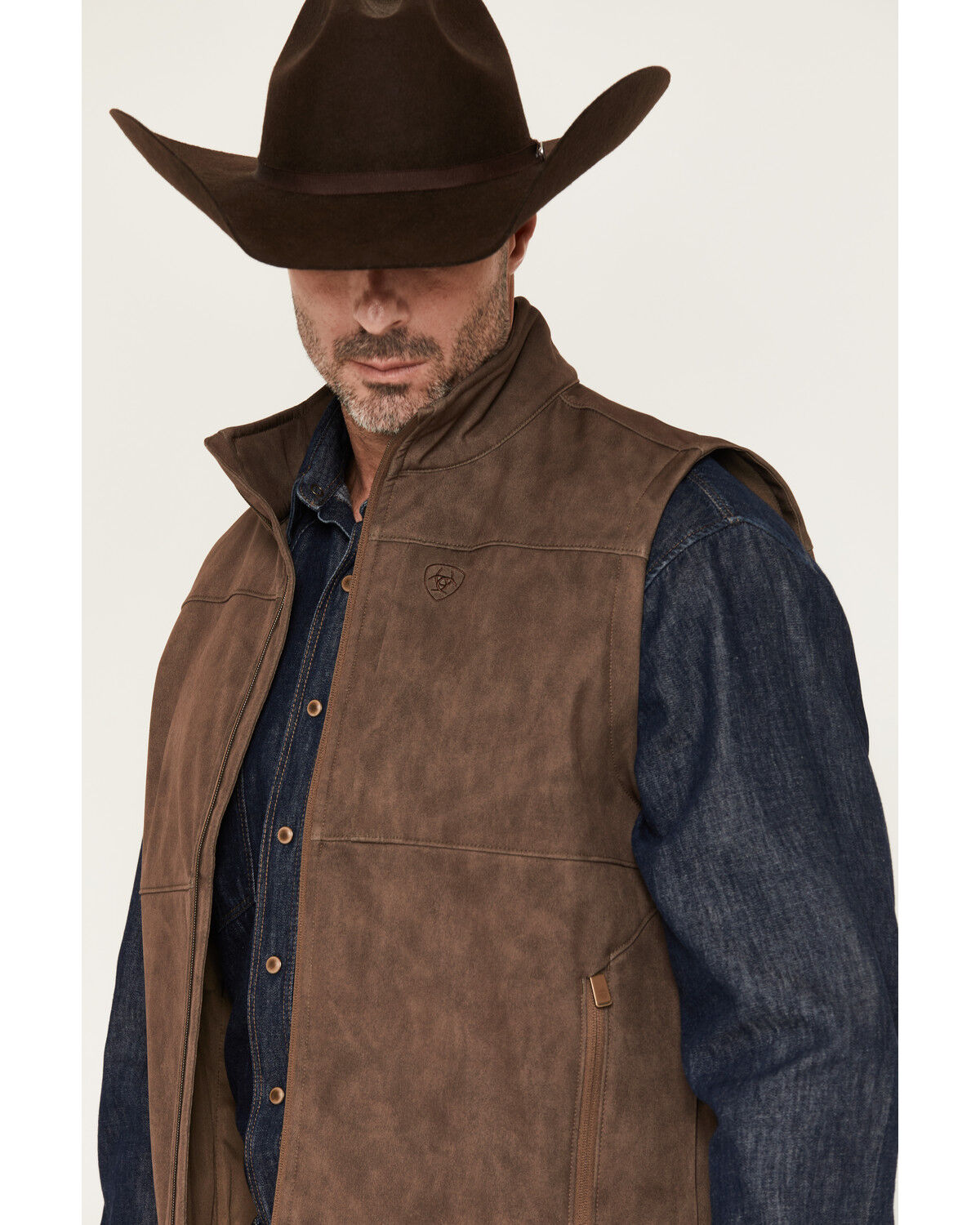 Image #2 - Ariat Men's Vernon Softshell Vest, Brown, hi-res