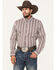 Image #1 - RANK 45&reg; Men's Railroad Geo Print Long Sleeve Button-Down Western Shirt, Grape, hi-res