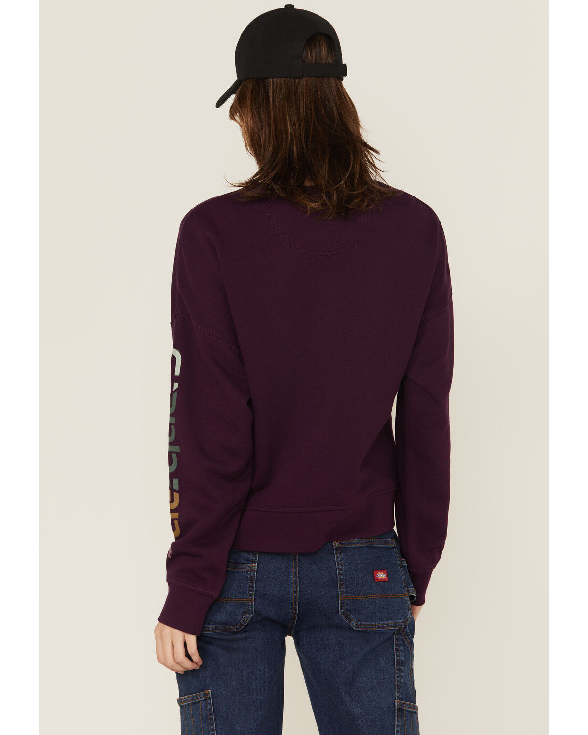 Image #4 - Carhartt Women's TENCEL&trade; Fiber Series Loose Fit Long Sleeve Graphic Sweatshirt, Purple, hi-res