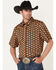 Image #2 - RANK 45&reg; Men's Chisel Geo Print Short Sleeve Button-Down Western Shirt, Brown, hi-res