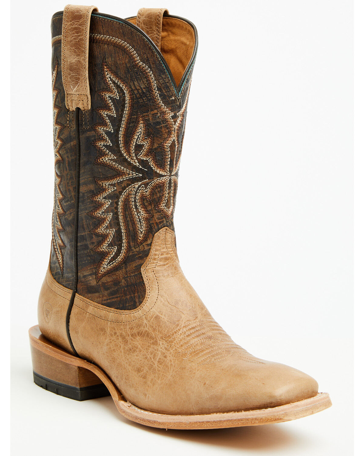 Ariat Men's Preston Western Boots - Broad Square Toe, Cream, hi-res
